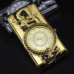 Luxury Gold Watch Jet Lighter Torch Turbo Gas Lighter Windproof Cigar Cigarette Metal Lighter LED Gasolin Butane Cigarette Acce
