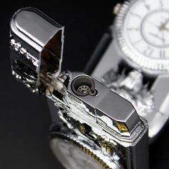 Luxury Gold Watch Jet Lighter Torch Turbo Gas Lighter Windproof Cigar Cigarette Metal Lighter LED Gasolin Butane Cigarette Acce