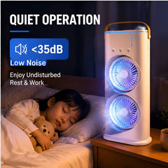 3 in 1 Dual-head Fan AIr Conditioner Household Air Cooler LED Night Light Portable Humidifier Air Adjustment Fan Office Home Fan