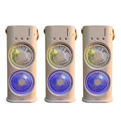 3 in 1 Dual-head Fan AIr Conditioner Household Air Cooler LED Night Light Portable Humidifier Air Adjustment Fan Office Home Fan