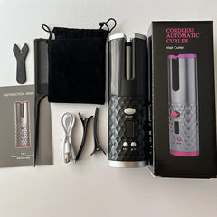 Wireless Electric Hair Curler Portable Travel Home Use 6 Timing 6 Temp. LED Cordless Automatic Hair Curler for Curls or Waves