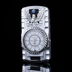 Luxury Gold Watch Jet Lighter Torch Turbo Gas Lighter Windproof Cigar Cigarette Metal Lighter LED Gasolin Butane Cigarette Acce