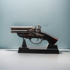 Retro Gun Shaped Gas Lighter Creative Desktop Decoration Windproof Red Flame Metal Cool Office Living Room Decoration Men's Gift