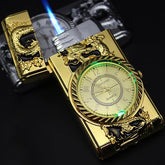 Luxury Gold Watch Jet Lighter Torch Turbo Gas Lighter Windproof Cigar Cigarette Metal Lighter LED Gasolin Butane Cigarette Acce