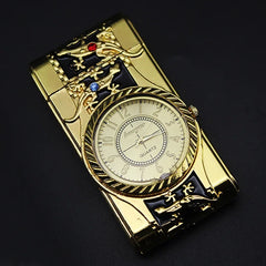 Luxury Gold Watch Jet Lighter Torch Turbo Gas Lighter Windproof Cigar Cigarette Metal Lighter LED Gasolin Butane Cigarette Acce