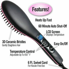 Electric Hair Straightening Brush 230°C Heat Hair Straightener Professional Ceramic Hair Styling Massager Tools Heating Hot Comb