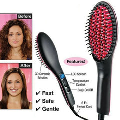 Electric Hair Straightening Brush 230°C Heat Hair Straightener Professional Ceramic Hair Styling Massager Tools Heating Hot Comb