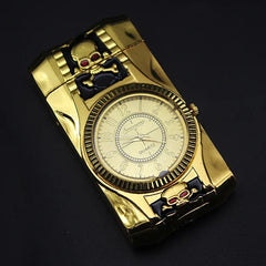 Luxury Gold Watch Jet Lighter Torch Turbo Gas Lighter Windproof Cigar Cigarette Metal Lighter LED Gasolin Butane Cigarette Acce