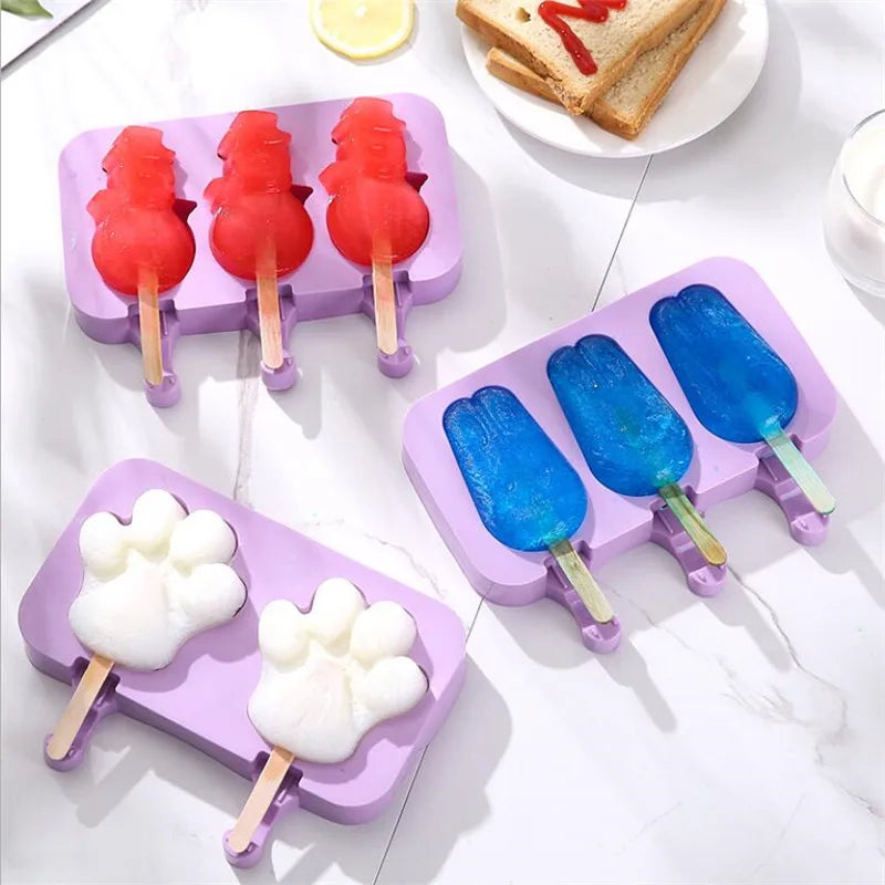 New Silicone Ice Cream Mold Popsicle Molds DIY Homemade Cartoon Ice Cream Popsicle Ice Pop Maker Mould
