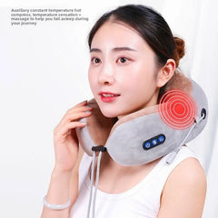 Electric Neck Massager Heat Vibration 3D Kneading Shiatsu U Shaped Pillow Shoulder Cervical Pain Relief Fatigue HomeOfficeAdults