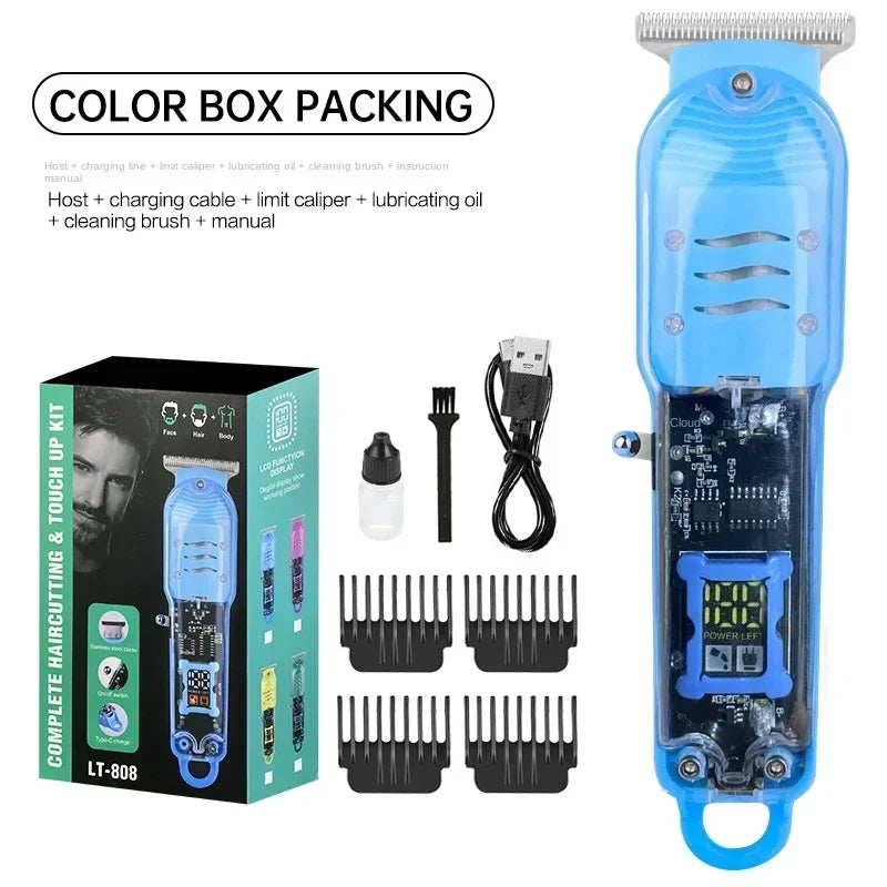 Transparent Electric Hair Trimmers Professional Hair Cutting Machine Rechargeable Clipper For Men Cordless Hair Cut Machine