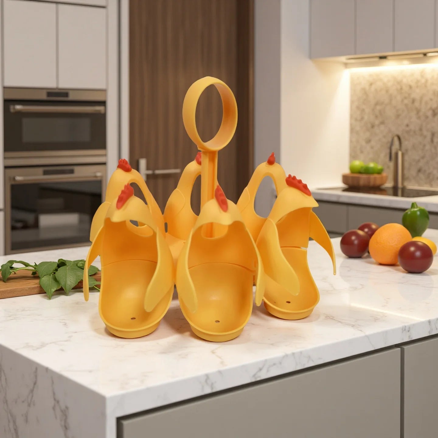 6pcs Chicken Shape Egg Boiler Rack Penguin Egg Cooker Set Egg Steamer Basket Egg Boiler Cups With Hanging Handle