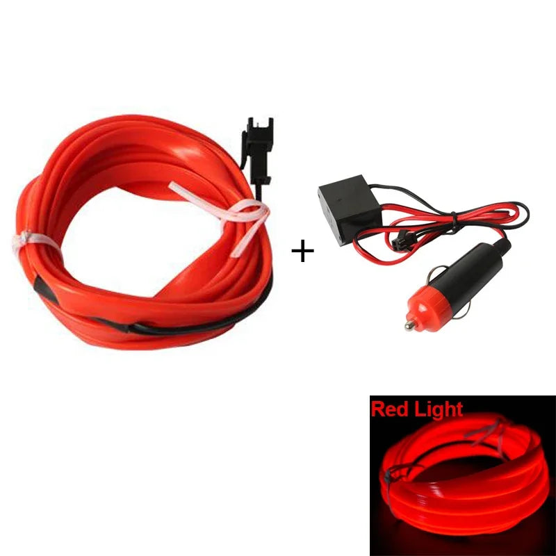5m Car Interior Accessories Atmosphere Lamp Cold Light Line with USB DIY Decorative Dashboard Console Auto LED Ambient Lights