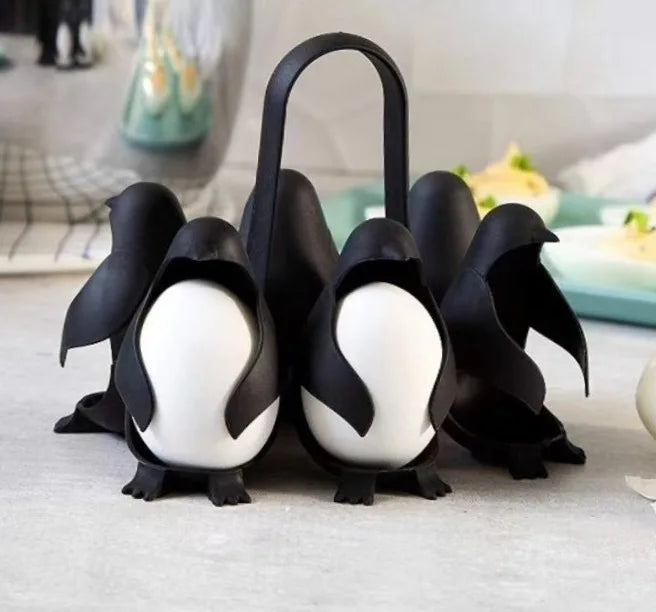 6pcs Chicken Shape Egg Boiler Rack Penguin Egg Cooker Set Egg Steamer Basket Egg Boiler Cups With Hanging Handle