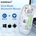 Bluetooth Mouse 2.4G Wireless Mouse Dual-Mode Transparent Mouse 1600 DPI Silent Mouse Rechargeable Mice for PC Laptop Macbook