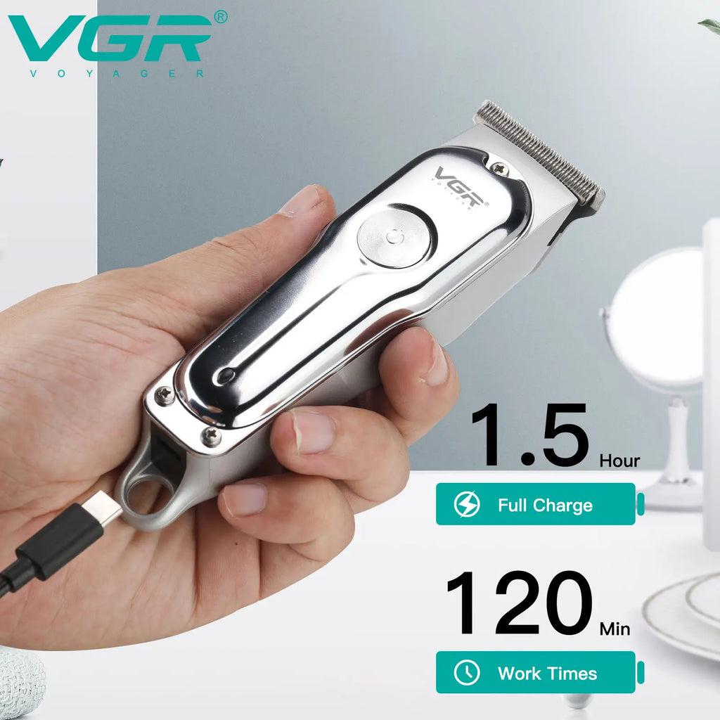 VGR 071 Hair Trimmer Professional Hair Clipper Rechargeable Hair Cutting Machine T-Blade Cordless Portable Trimmer for Men