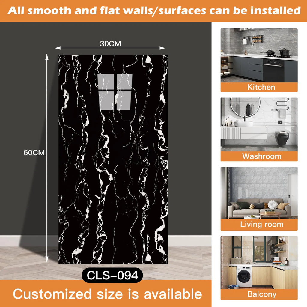 30x60/30cm Kitchen Self Adhesive Marble Tiles Wall Stickers Waterproof PVC Floor Tile Sticker Living Room Bathroom Decor