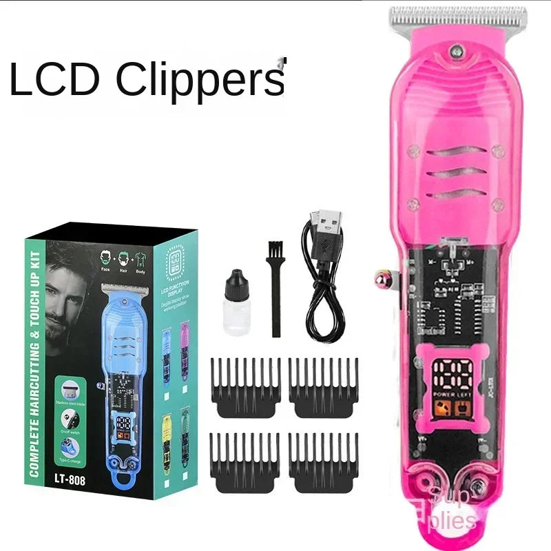 Transparent Electric Hair Trimmers Professional Hair Cutting Machine Rechargeable Clipper For Men Cordless Hair Cut Machine