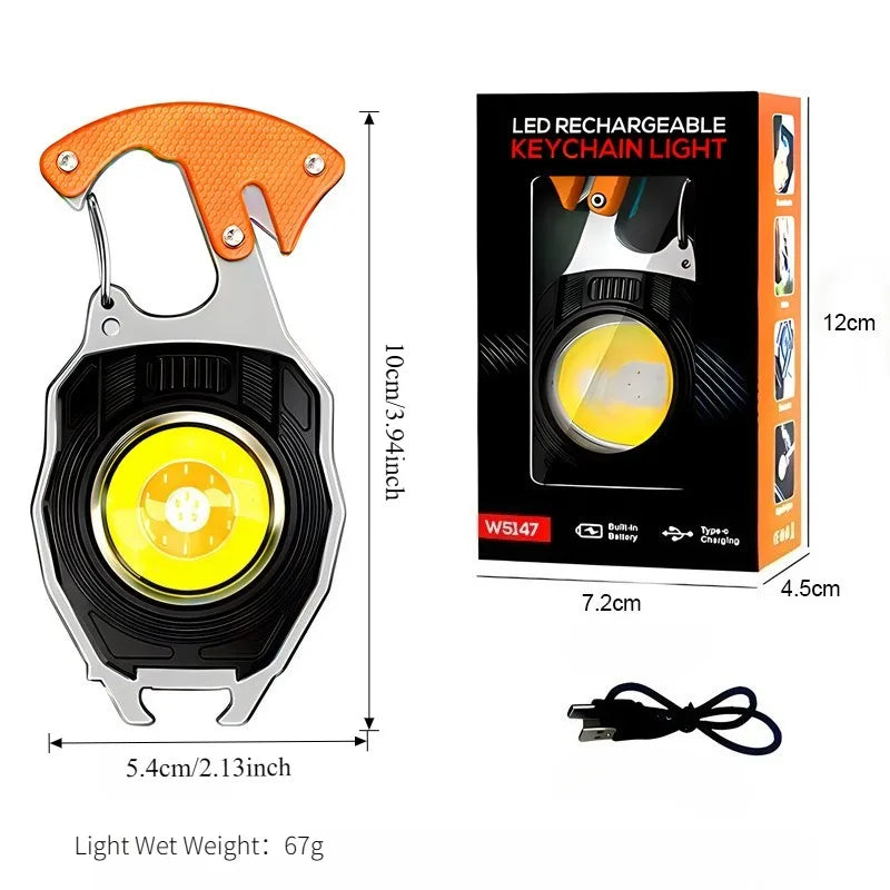 Mini COB Flashlight Multifunctional Portable Highlighting Light Type-c Fast Charging Large Capacity Battery Life Keychain Lamp