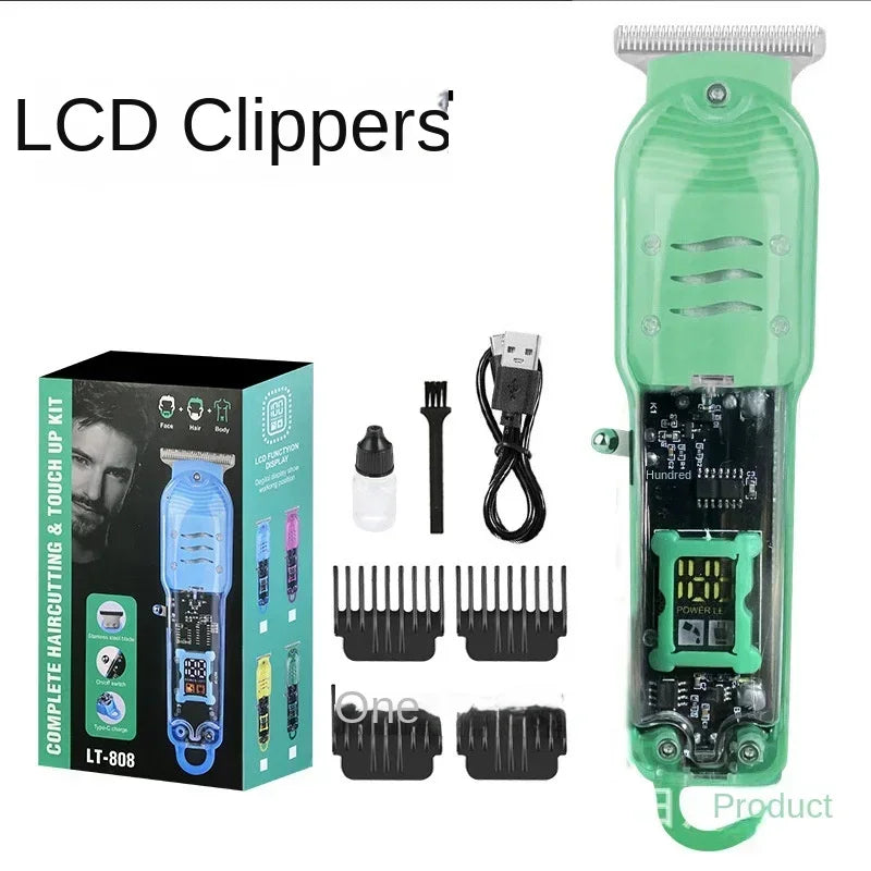 Transparent Electric Hair Trimmers Professional Hair Cutting Machine Rechargeable Clipper For Men Cordless Hair Cut Machine