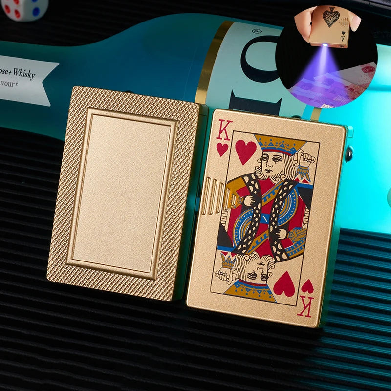 Creative Playing Cards Ace of Spades Lighter Windproof Poker Design Refillable Butane Lighter Fun Toy for Smoking Accessories