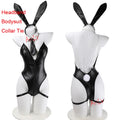 AniLV New Bunny Girl Series Leather Boysuit Unifrom Cosplay Women Zipper Hollow Mesh Rabbit Onesie Pajamas Outfits Costumes