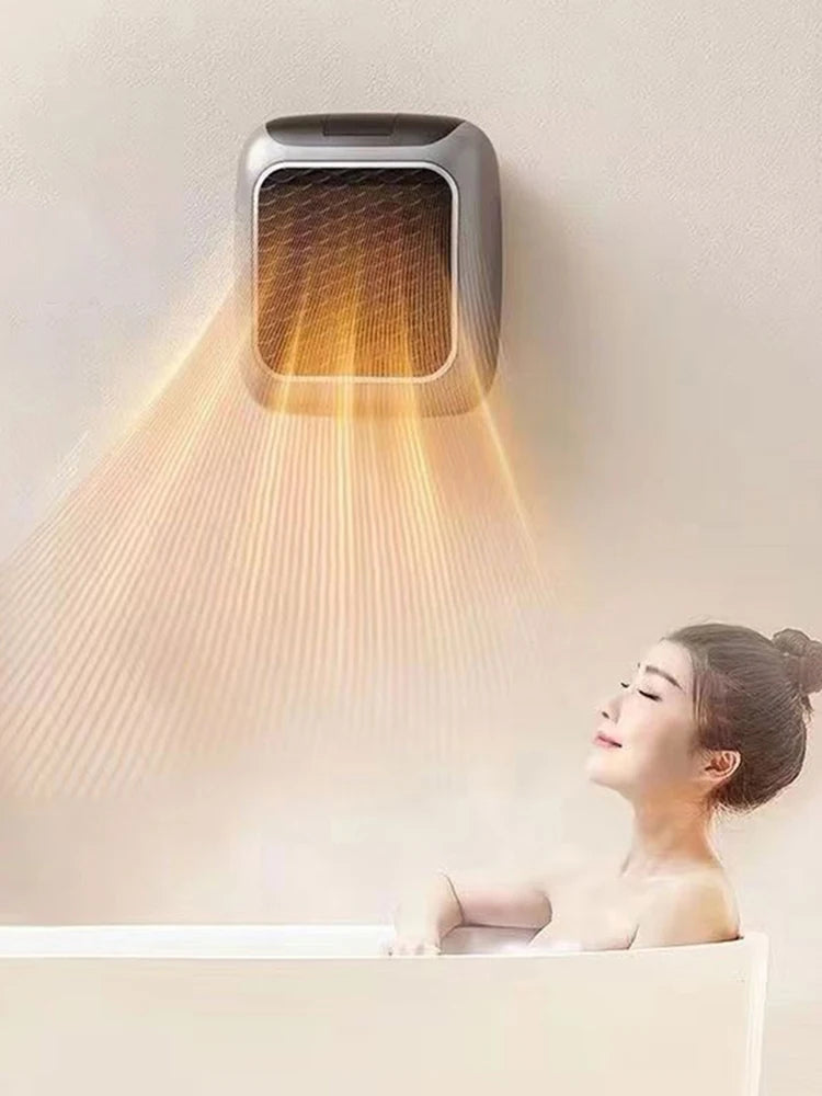 2-in-1 Plug In Heater Space-Saver Wall Mountable or Portable Mini Heater with Quiet Operation for Personal Spaces