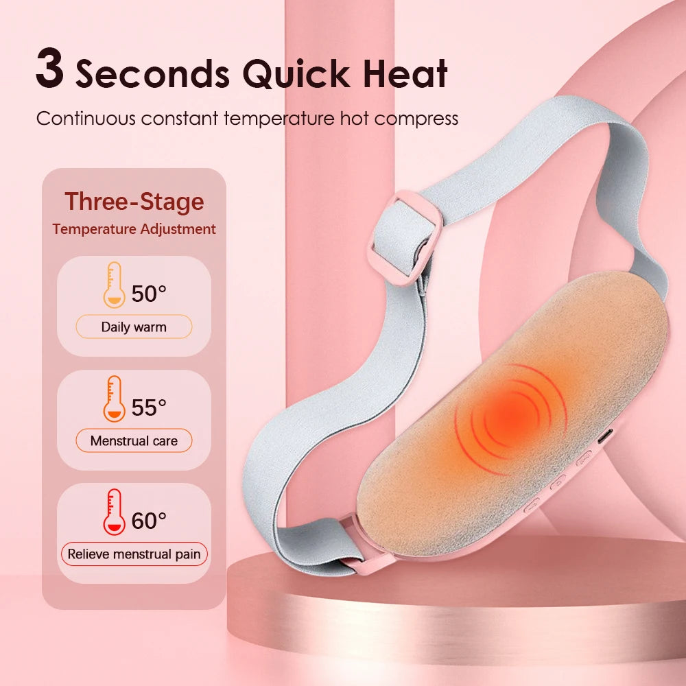 Electric Menstrual Warm Belt Heating Vibration Waist Massager for Period Cramp Stomach Abdominal Pain Relief