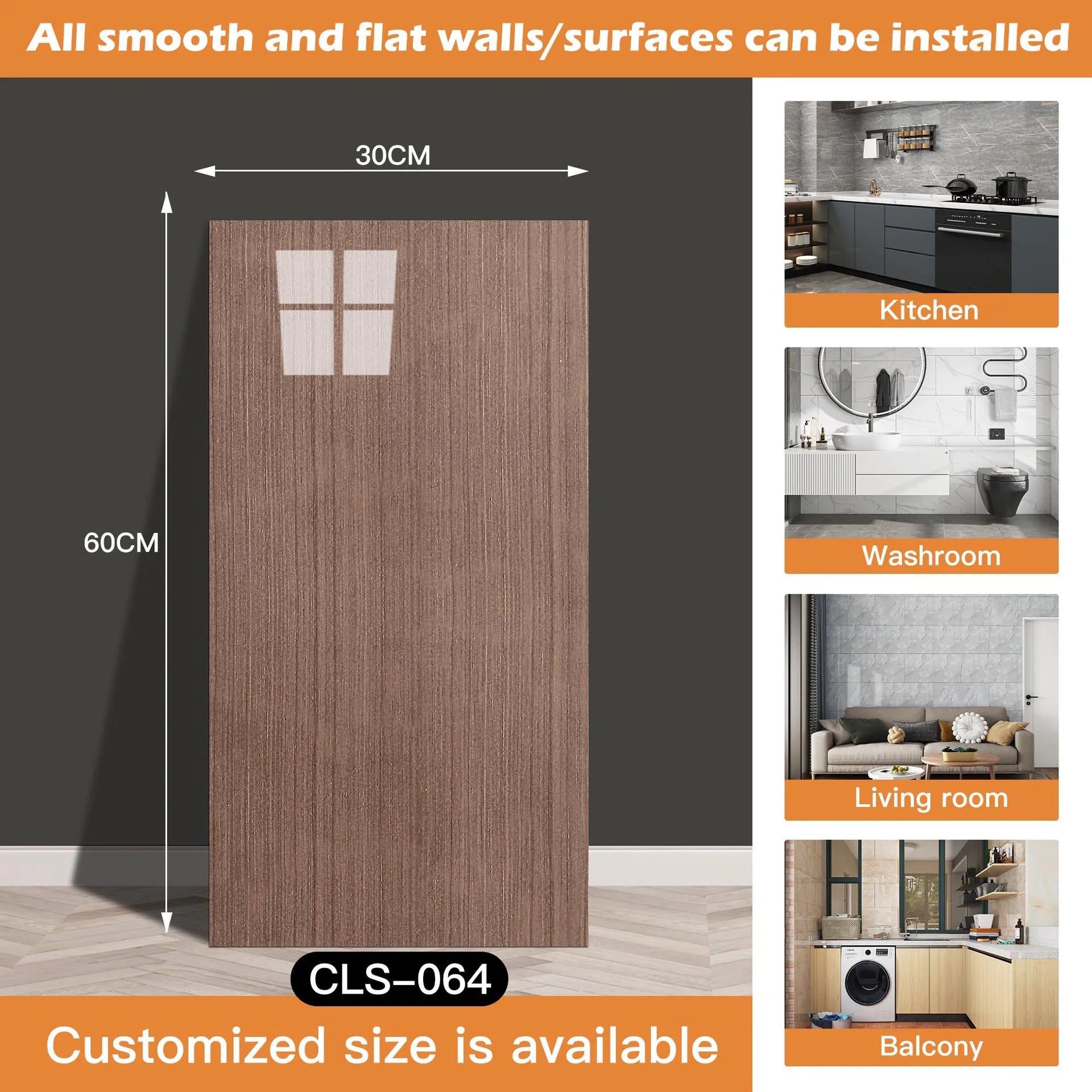 30x60/30cm Kitchen Self Adhesive Marble Tiles Wall Stickers Waterproof PVC Floor Tile Sticker Living Room Bathroom Decor