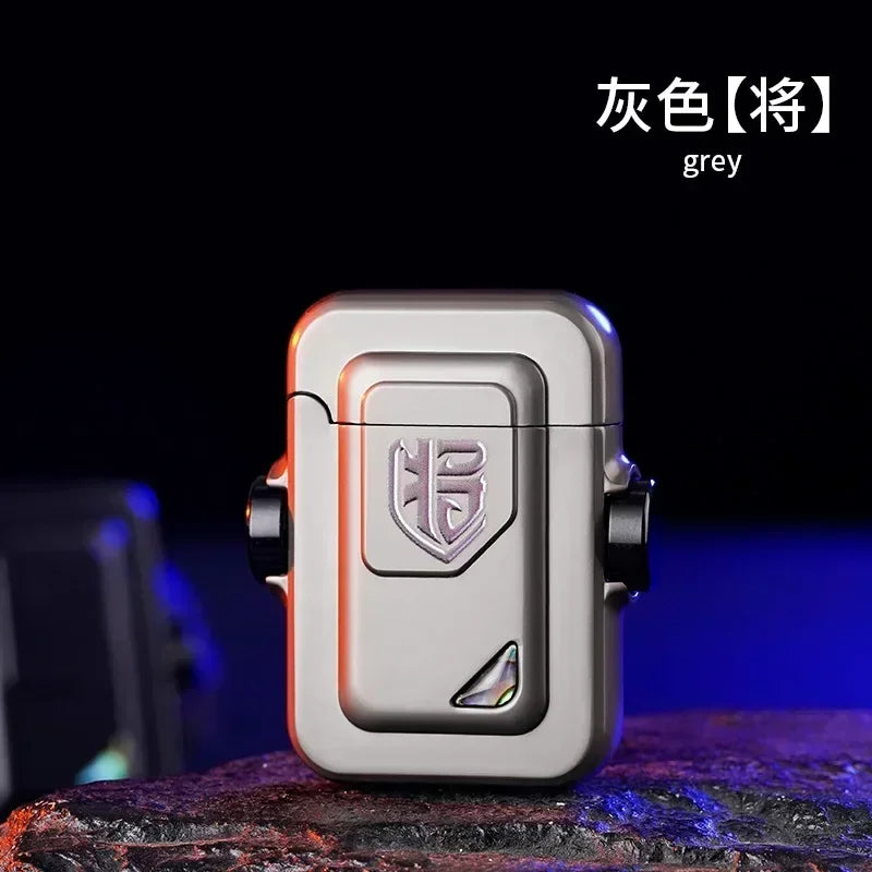 2024 Metal Mecha Gyro Windproof Red Flame Gas Lighter Natural Shell Decoration Roller Battery Ignition Electric Lighters Smoking