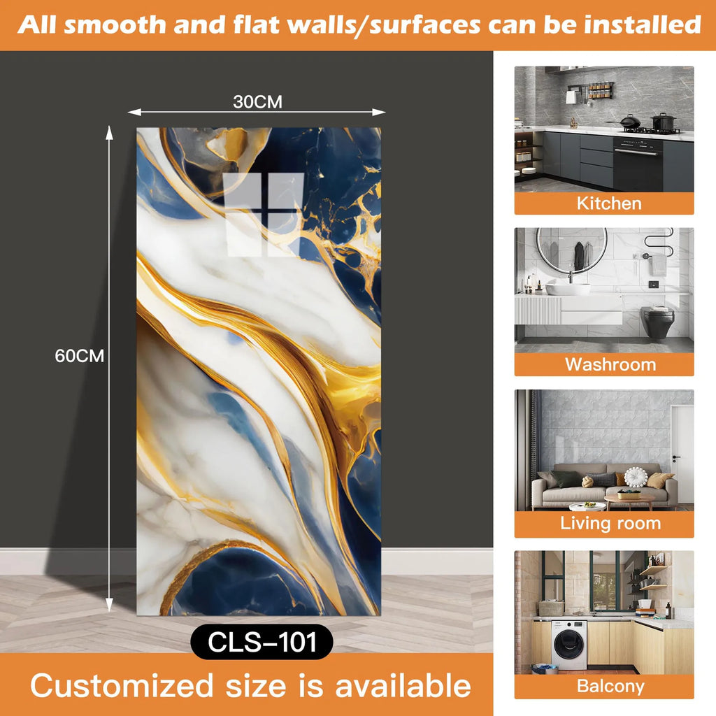 30x60/30cm Kitchen Self Adhesive Marble Tiles Wall Stickers Waterproof PVC Floor Tile Sticker Living Room Bathroom Decor