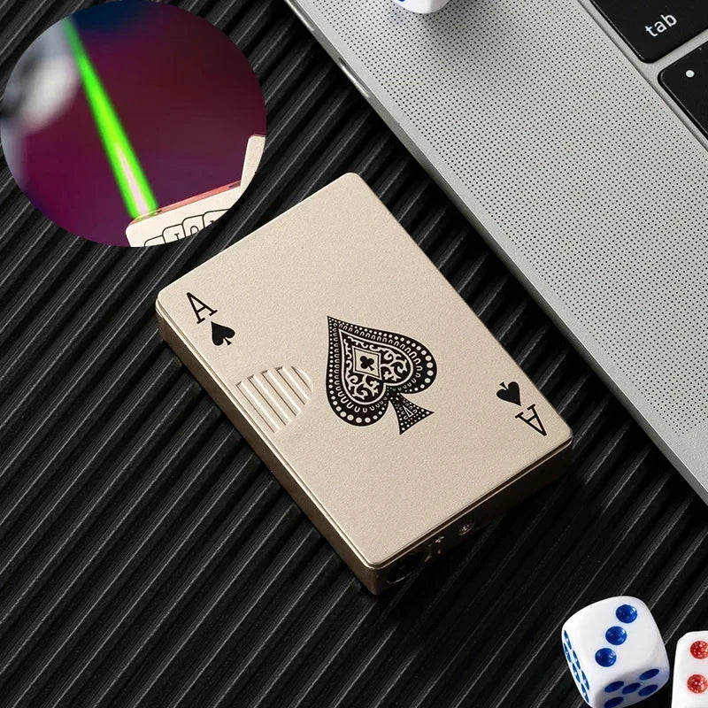 Creative Playing Cards Ace of Spades Lighter Windproof Poker Design Refillable Butane Lighter Fun Toy for Smoking Accessories