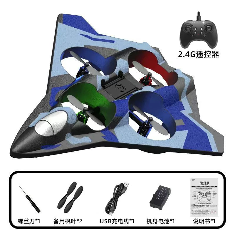 2.4G Remote Control Fighter Jet Electric Glider Airplane Stunt Tumbling with Colorful Lights Aircraft Model Toy for Kids