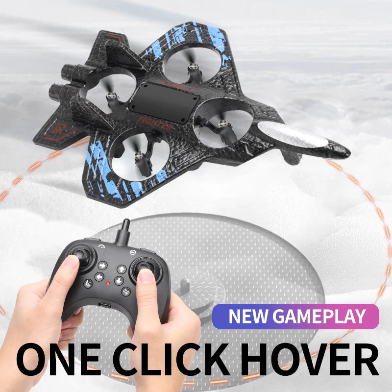 2.4G Remote Control Fighter Jet Electric Glider Airplane Stunt Tumbling with Colorful Lights Aircraft Model Toy for Kids