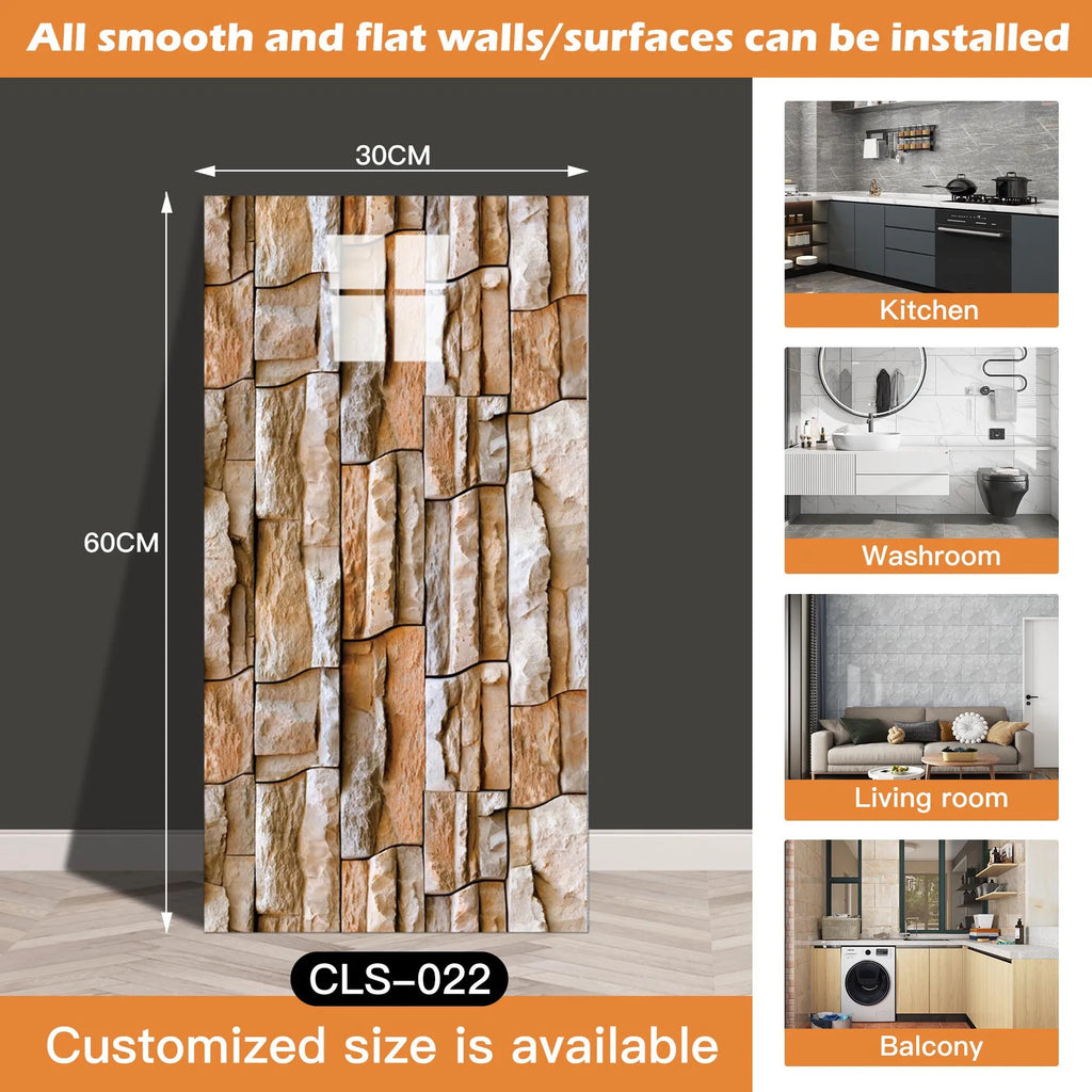 30x60/30cm Kitchen Self Adhesive Marble Tiles Wall Stickers Waterproof PVC Floor Tile Sticker Living Room Bathroom Decor