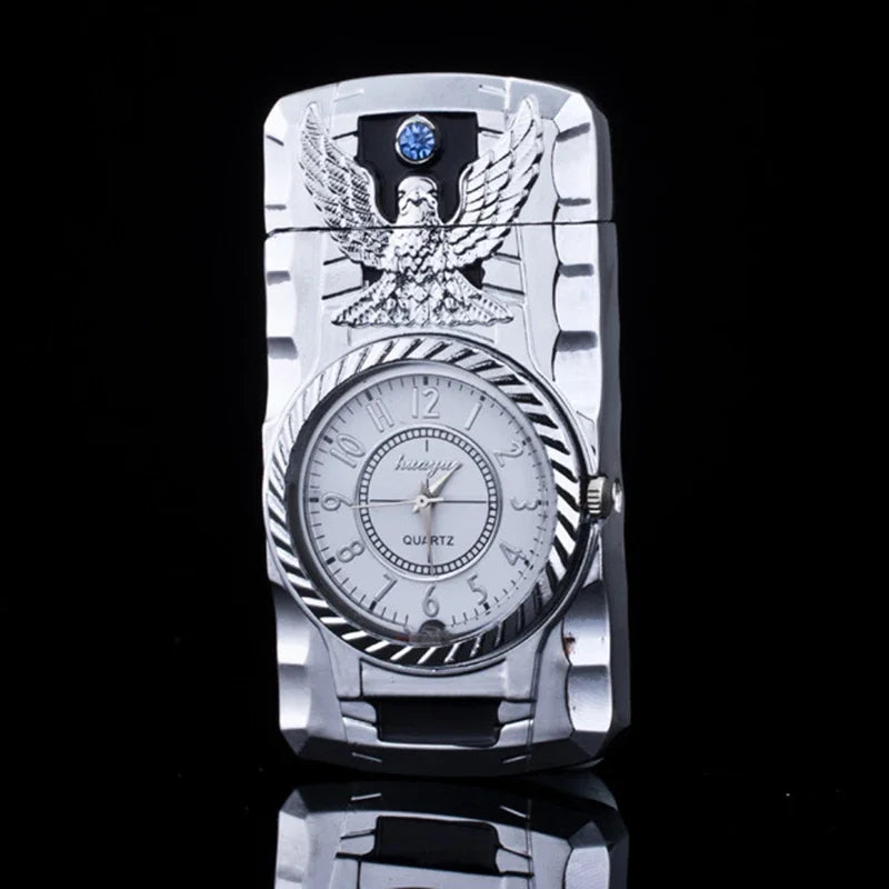 Luxury Gold Watch Jet Lighter Torch Turbo Gas Lighter Windproof Cigar Cigarette Metal Lighter LED Gasolin Butane Cigarette Acce