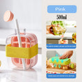 Portable 2-in-1 Ice Cube Mold Summer Cold Water Bottle with Straw Zero Contact Easy Demould Silicone Ice Cube Maker