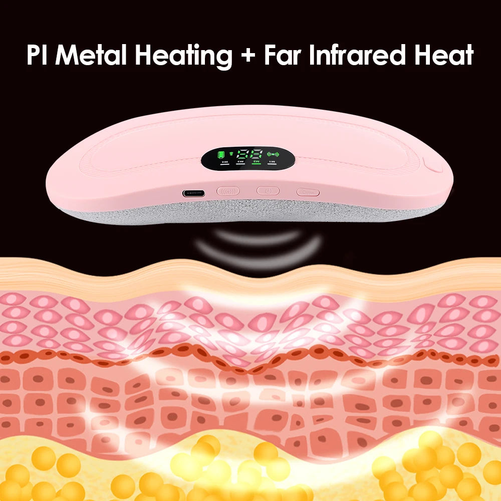 Electric Menstrual Warm Belt Heating Vibration Waist Massager for Period Cramp Stomach Abdominal Pain Relief