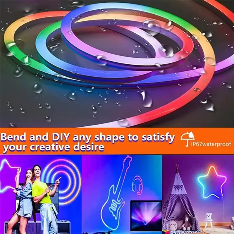 A26F-DC5V RGBIC LED Strip Lights DIY RGB Atmosphere Light Strip Tape With Music Sync Neon Rope Light For Home Decor