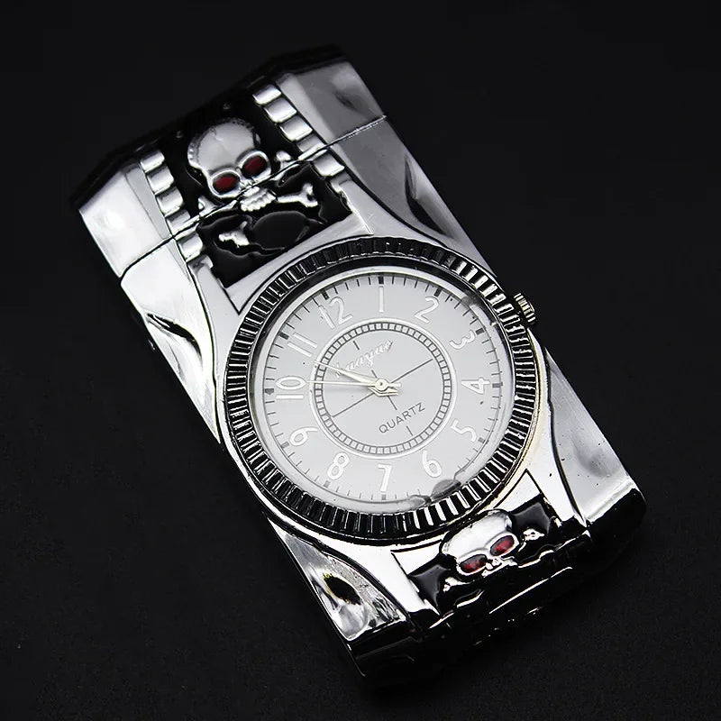 Luxury Gold Watch Jet Lighter Torch Turbo Gas Lighter Windproof Cigar Cigarette Metal Lighter LED Gasolin Butane Cigarette Acce