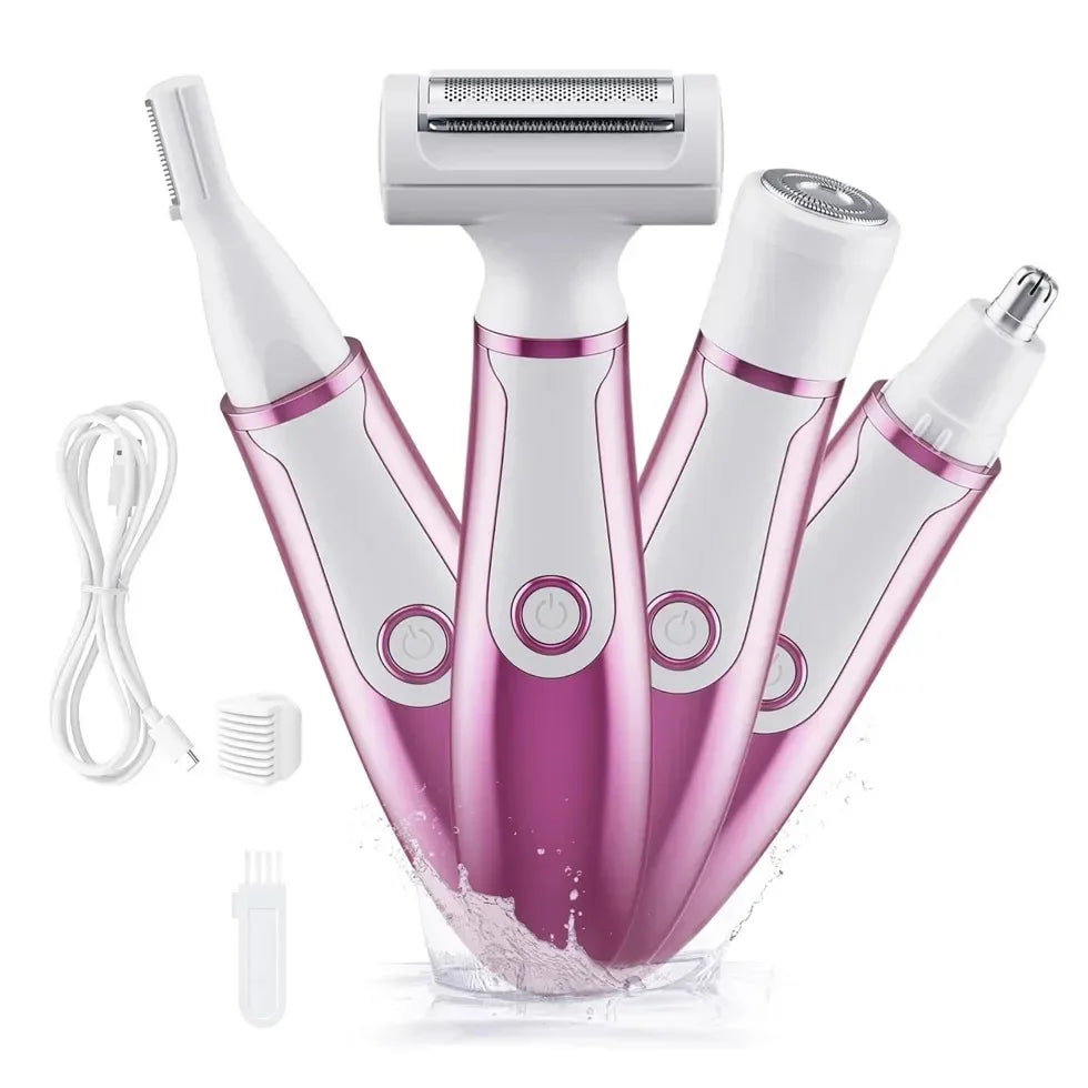 4 in 1 Electric Epilator Bikini Eyebrow Nose Women Lady Facial Hair Removal Trimmer Face Body Painless Female Shaver Depilator