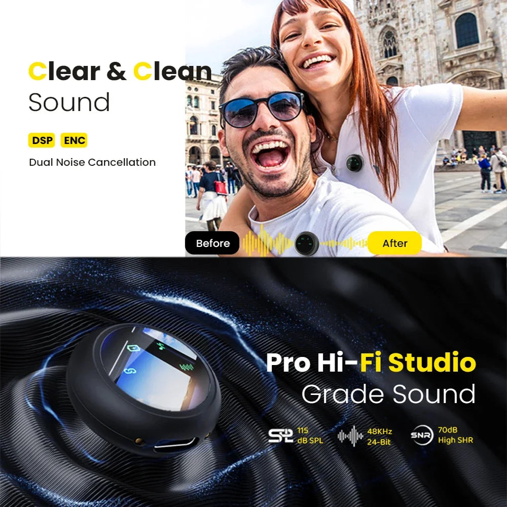 2in1 Wireless Lavalier Lapel Microphone for iPhone iPad Android With Charging Case Phone Mini Mic for Live Broadcast Video Vlog