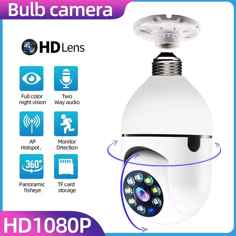 Bulb Surveillance Camera Full Color Night Vision Automatic Human Tracking Zoom Indoor Security Monitor Wifi Camera Smart Home