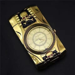 Luxury Gold Watch Jet Lighter Torch Turbo Gas Lighter Windproof Cigar Cigarette Metal Lighter LED Gasolin Butane Cigarette Acce