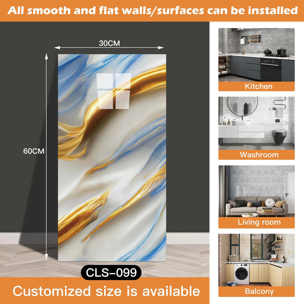 30x60/30cm Kitchen Self Adhesive Marble Tiles Wall Stickers Waterproof PVC Floor Tile Sticker Living Room Bathroom Decor