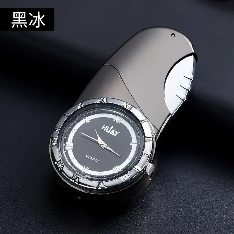 Luxury Gold Watch Jet Lighter Torch Turbo Gas Lighter Windproof Cigar Cigarette Metal Lighter LED Gasolin Butane Cigarette Acce