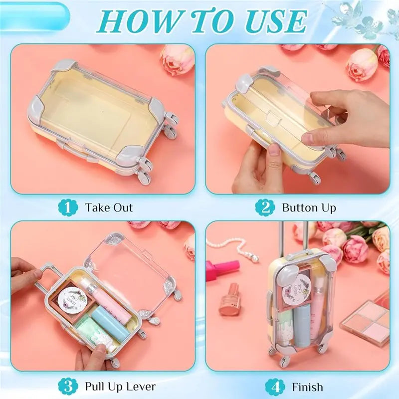 Clear Suitcase Packaging Case 3Pcs Mini Plastic Suitcase Luggage Trolley False Eyelashes Tray Candy Box Party Favor Box
