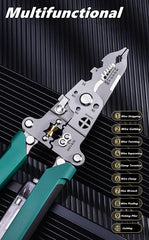 Multifunctional Wire Stripper with Electrical Test Pen Foldable Cable Cutter Crimper Tool, Electrical Folding Pliers for Cutting