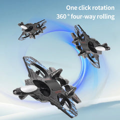 2.4G Remote Control Fighter Jet Electric Glider Airplane Stunt Tumbling with Colorful Lights Aircraft Model Toy for Kids