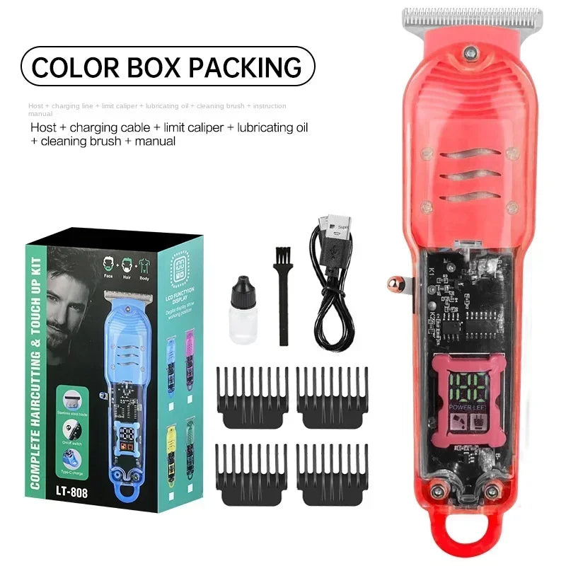 Transparent Electric Hair Trimmers Professional Hair Cutting Machine Rechargeable Clipper For Men Cordless Hair Cut Machine